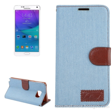 Fast Delivery Denim Texture Leather for Samsung Galaxy Note 5 Wallet Case with Card Slots